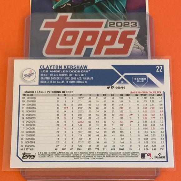 Clayton Kershaw #22 2023 Topps Baseball Trading Card - Picture 2 of 2
